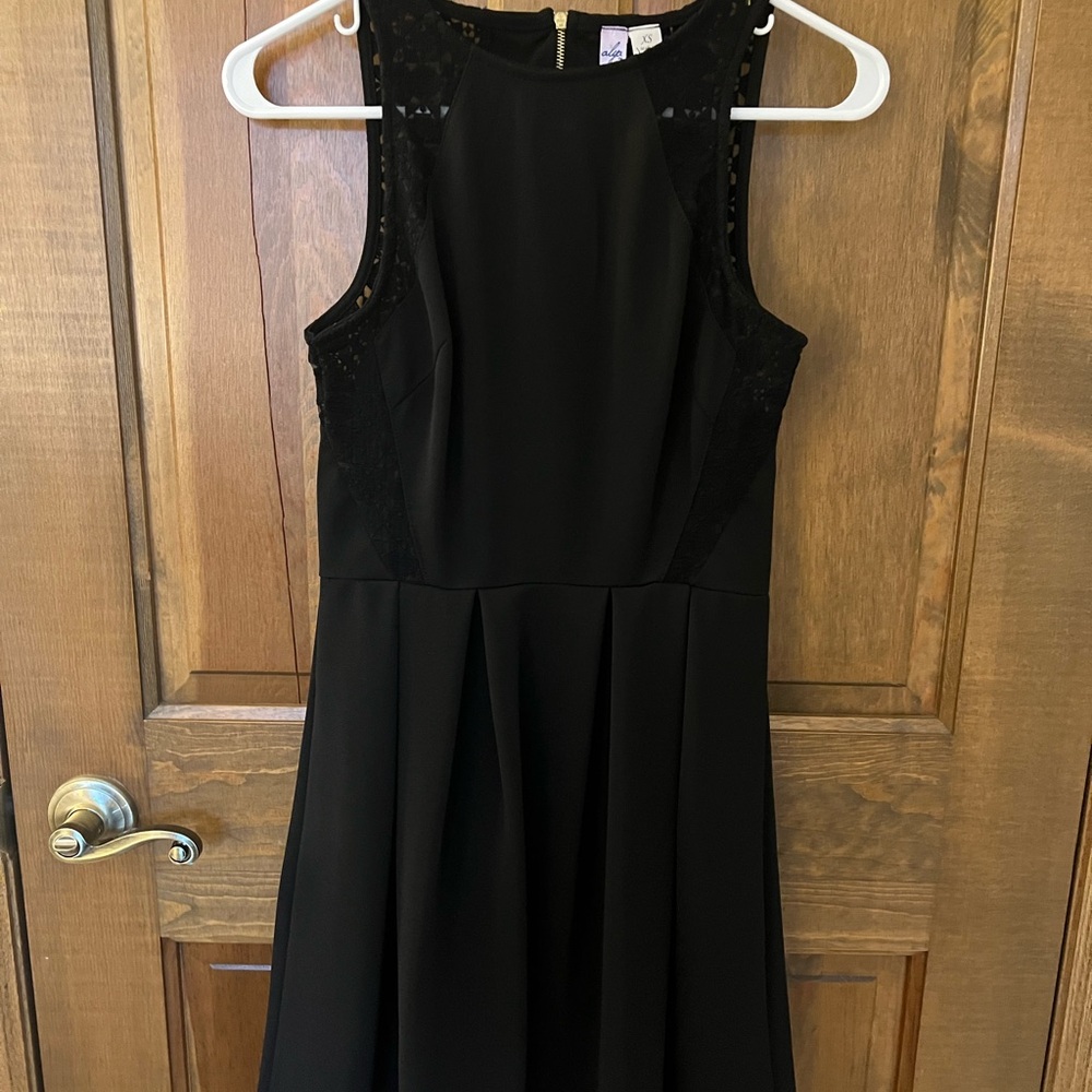 Alya Black Lace Trim Midi Dress